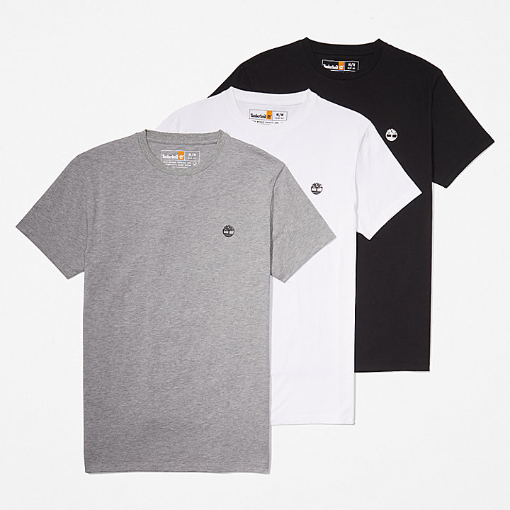 3-pack T-shirts met ronde hals en logo voor heren in veelkleurig