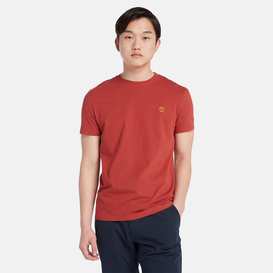 Timberland Dunstan River Crewneck T-shirt For Men In Red Red, Size 3XL