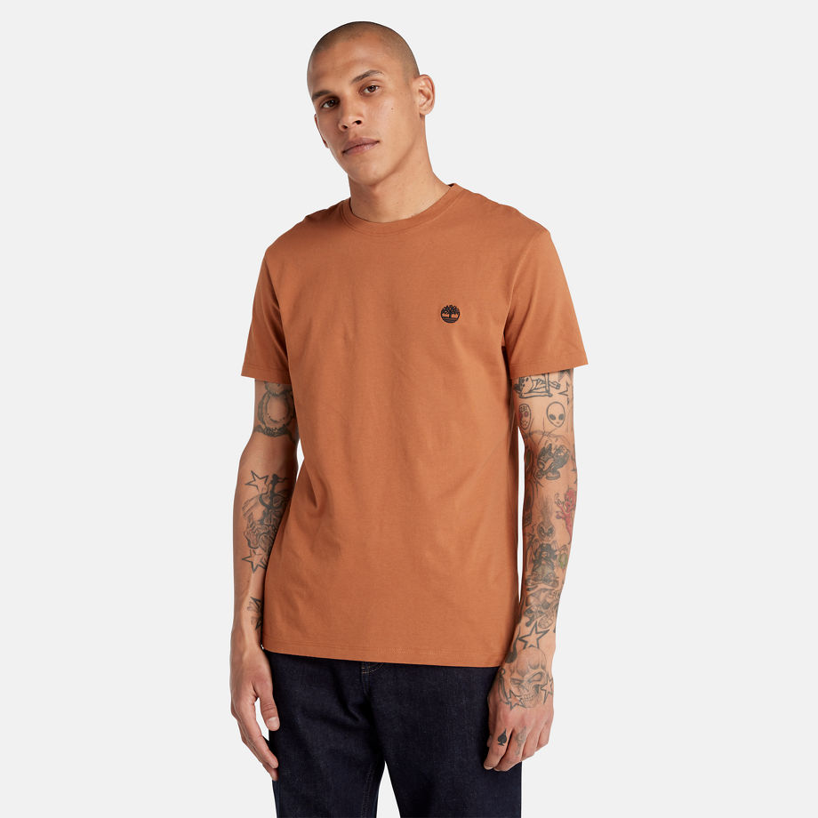 Timberland Dunstan River Crewneck T-shirt For Men In Brown Brown, Size 3XL