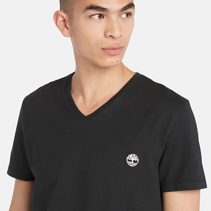 T-shirt Dunstan River à col en V pour homme en noir-
