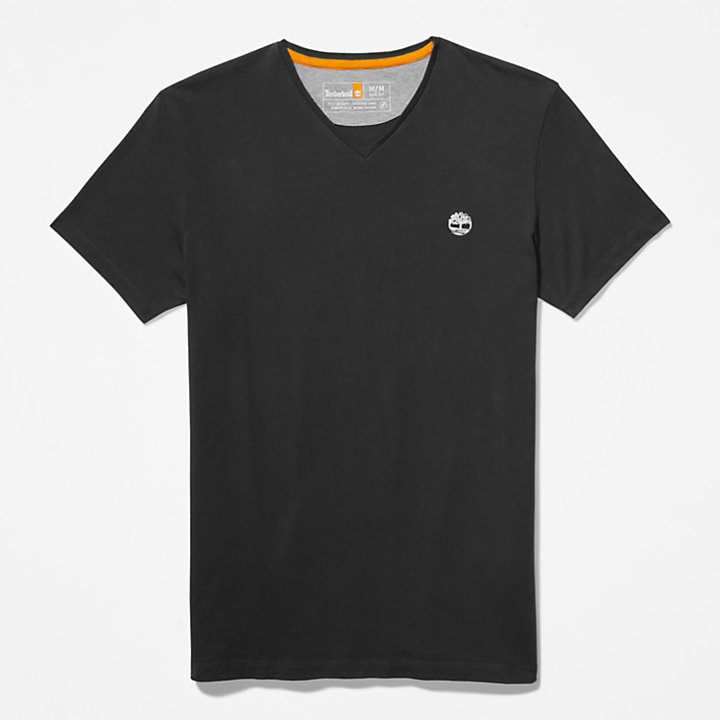 T-shirt Dunstan River à col en V pour homme en noir-