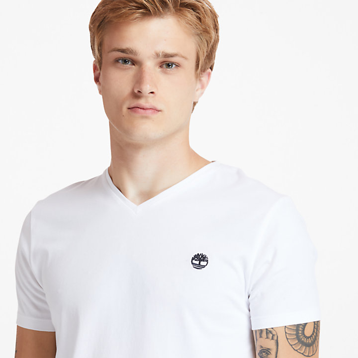 T-shirt con Scollo a V Dunstan River da Uomo in bianco-