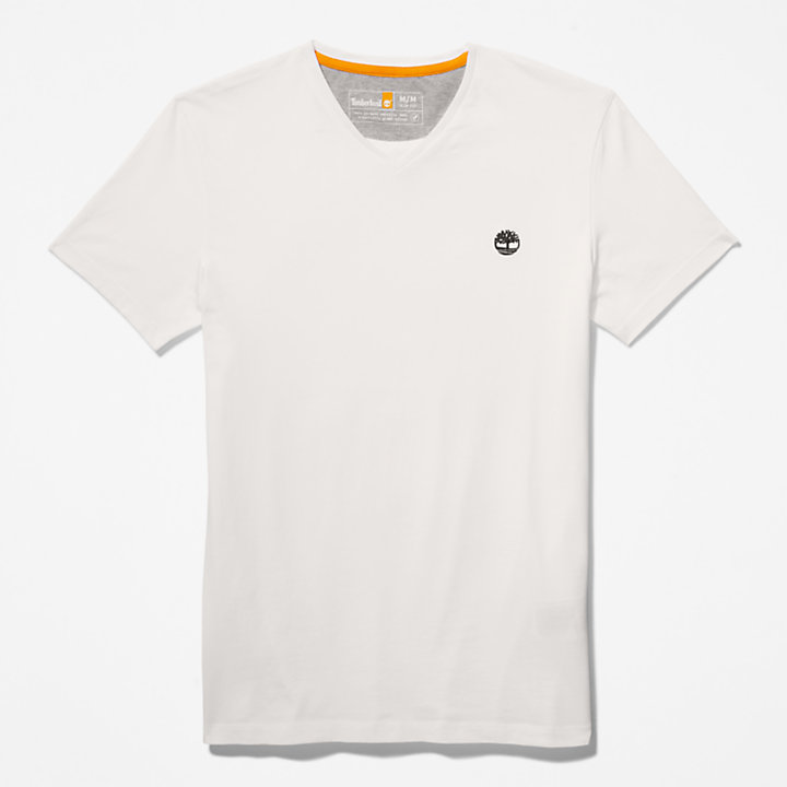 T-shirt da Uomo con Scollo a V Dunstan River in bianco-