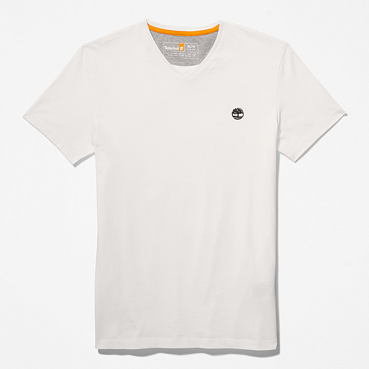 T-shirt con Scollo a V Dunstan River da Uomo in bianco