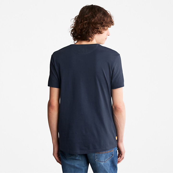 Dunstan River Herren-T-Shirt mit V-Ausschnitt in Navyblau-