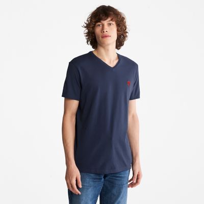 T-shirt Dunstan River à col en V pour homme en bleu marine | Timberland