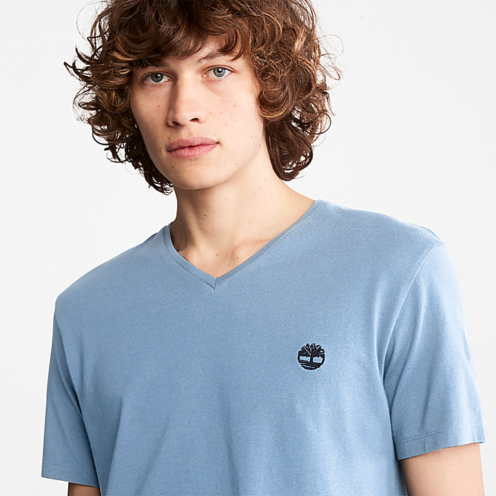 T-shirt Dunstan River com Decote em V para Homem em azul