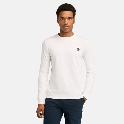 Timberland Dunstan River Ls Crewneck T-shirt For Men In White White