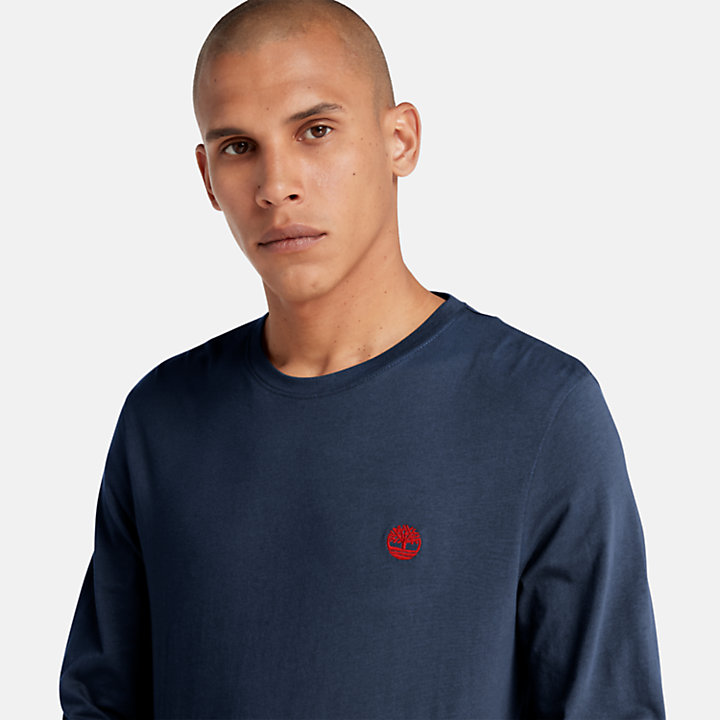 Dunstan River LS T-shirt met ronde hals voor heren in marineblauw-