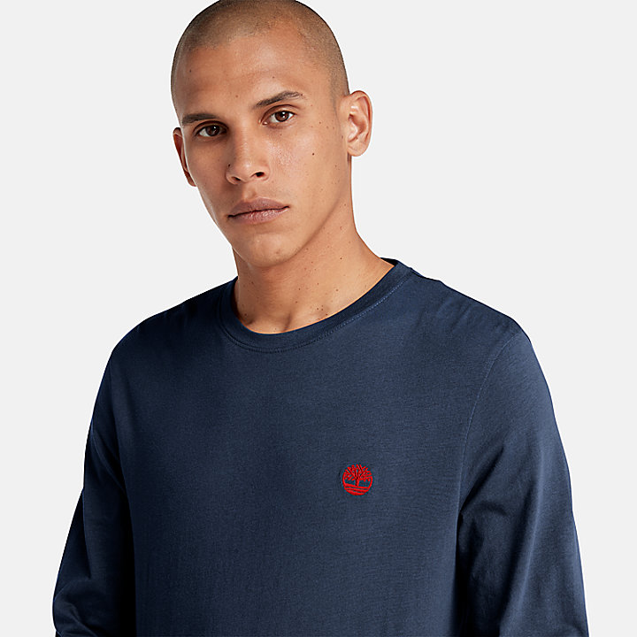Dunstan River LS T-shirt met ronde hals voor heren in marineblauw