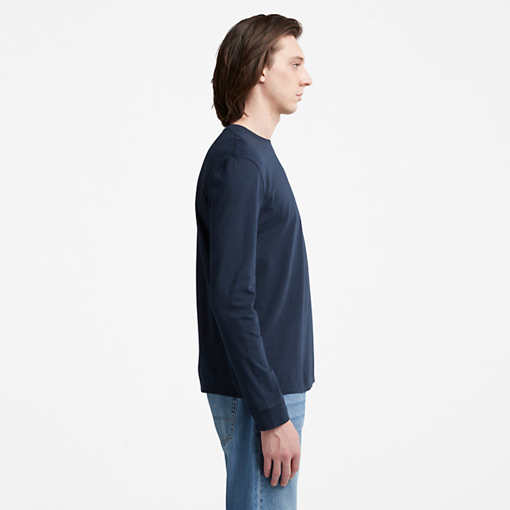 T-shirt Dunstan River à manches longues pour homme en bleu marine-