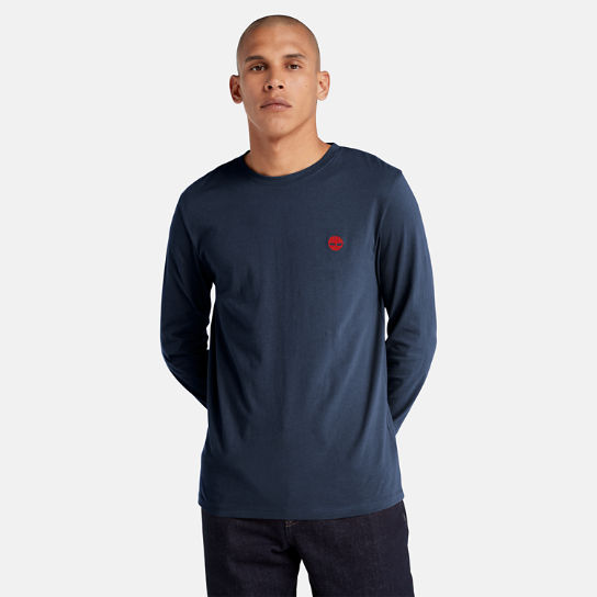 T-shirt à col rond et manches longues Dunstan River pour homme en bleu marine | Timberland