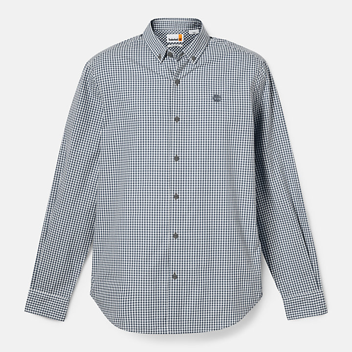 Micro-gingham Poplin Shirt for Men in Blue-