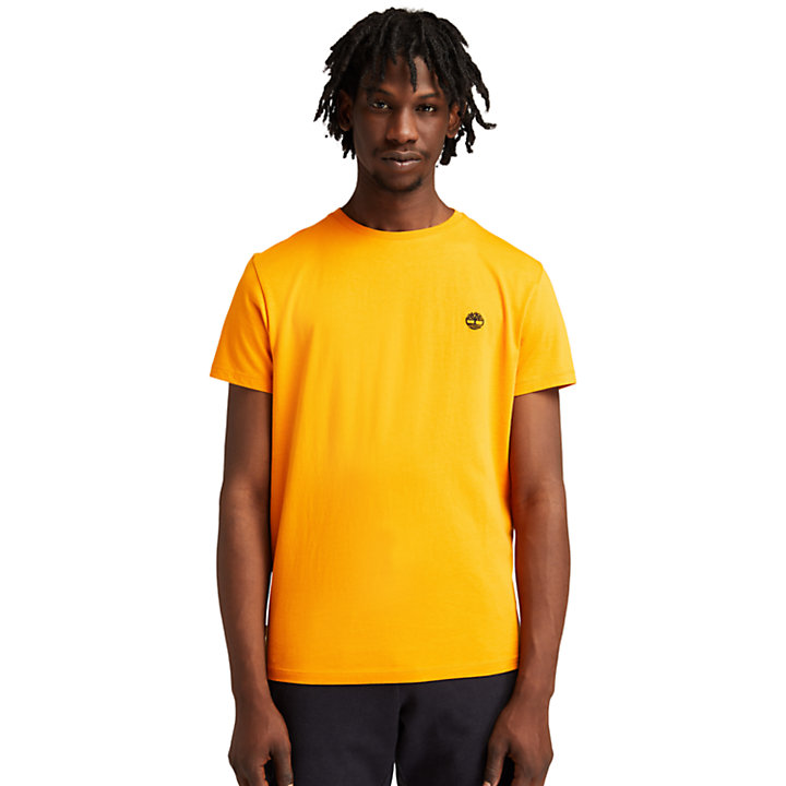 Camiseta Entallada con Logo de Manga Corta para Hombre en naranja-