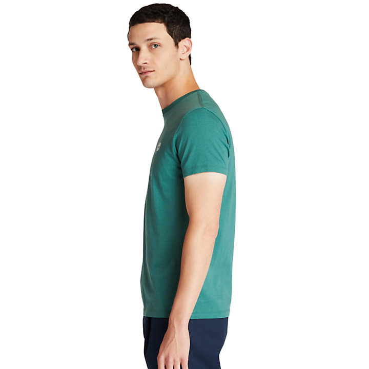 T-shirt van biologisch katoen met logo voor heren in groen-
