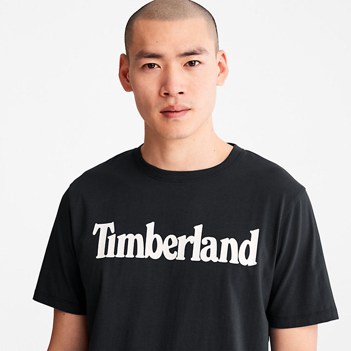 Linear Logo T-Shirt for Men in Black-