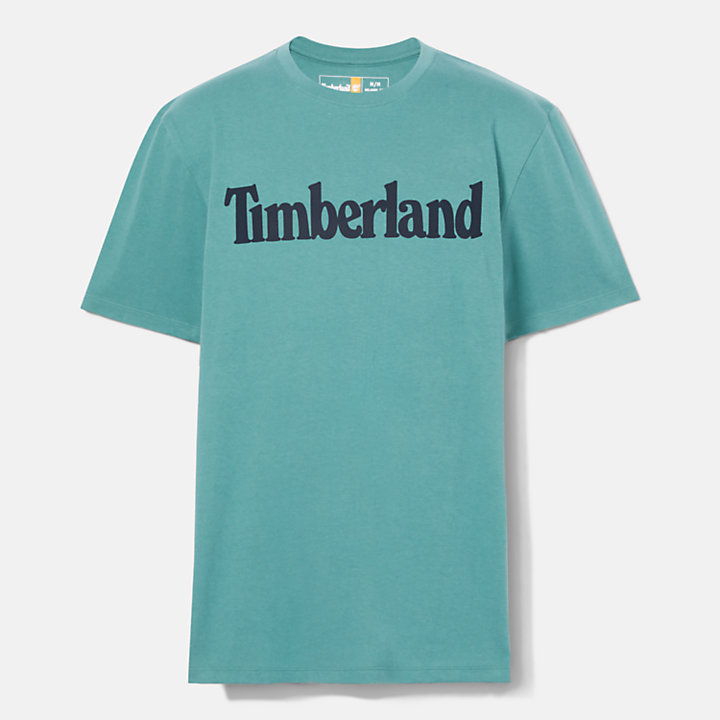 T-shirt met lineair logo voor heren in grijsgroen-