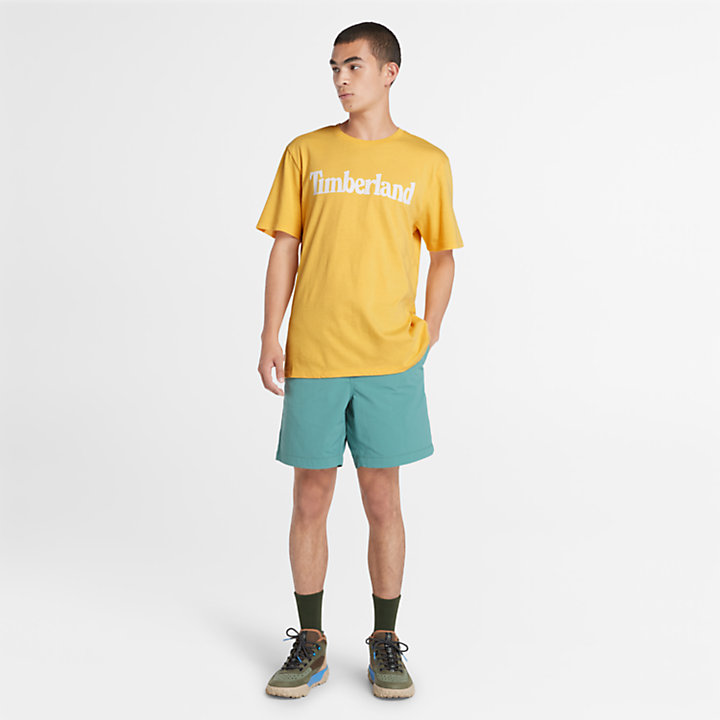 Camiseta con logotipo lineal para hombre en amarillo claro-