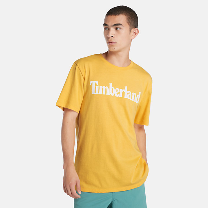 T-shirt con Logo Lineare da Uomo in giallo chiaro-