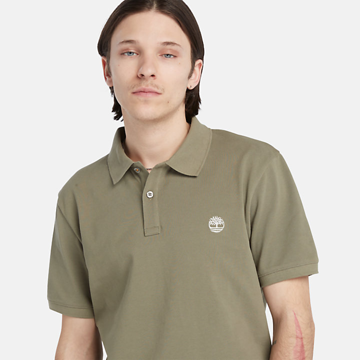 Millers River Pique Slim-Fit Polo Shirt for Men in Dark Green-