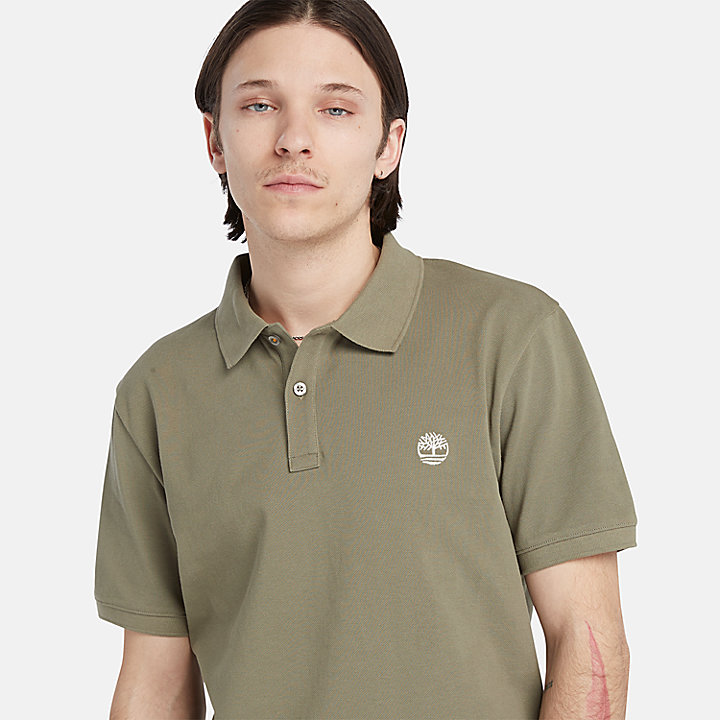Millers River Pique Slim-Fit Polo Shirt for Men in Dark Green