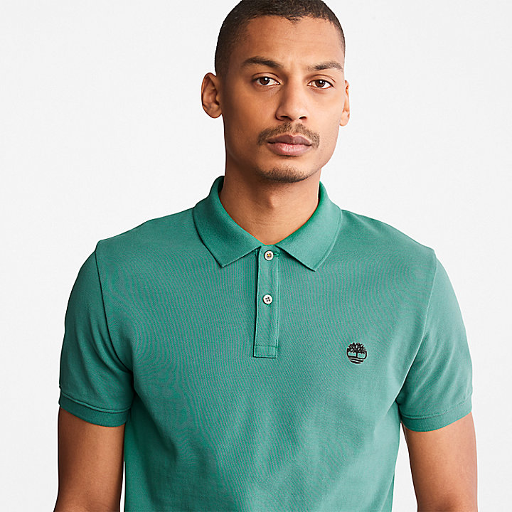 Millers River Pique Slim-Fit Polo Shirt for Men in Teal