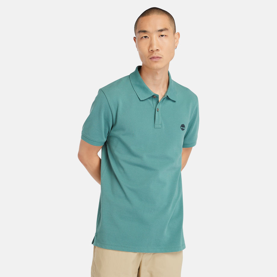 Timberland Millers River Pique Slim-fit Polo Shirt For Men In Teal Teal, Size L