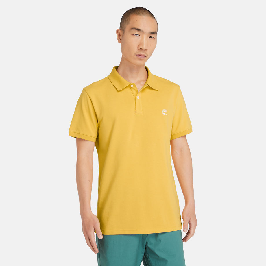 Timberland Millers River Pique Slim-fit Polo Shirt For Men In Light Yellow Yellow, Size XL