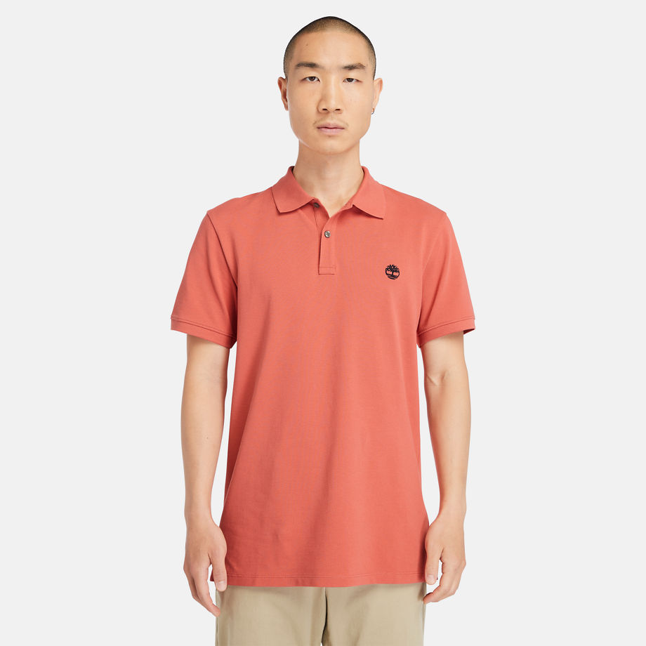 Timberland Millers River Pique Slim-fit Polo Shirt For Men In Orange Orange, Size S
