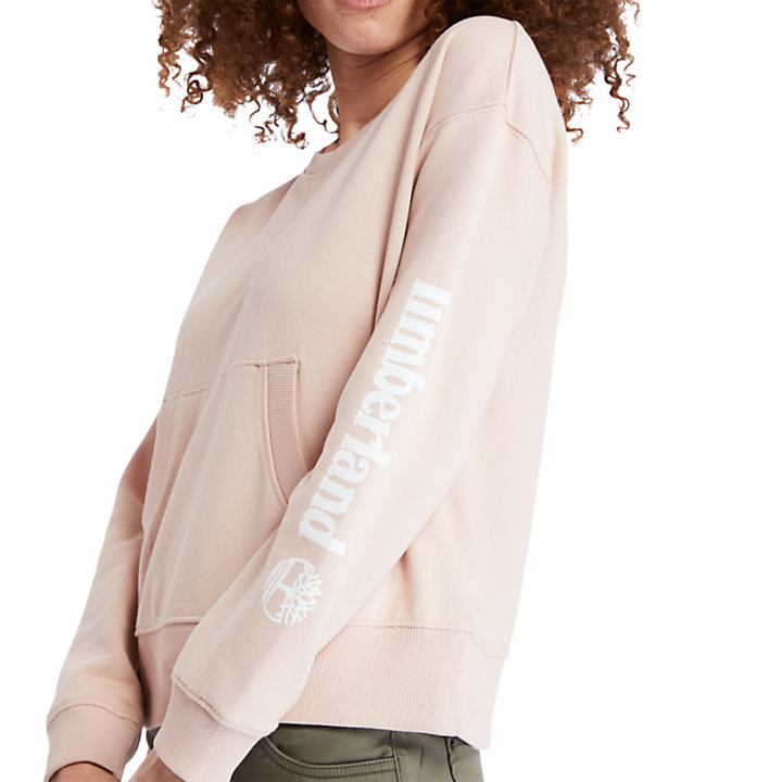 Sleeve Logo Sweatshirt for Women in Pink-