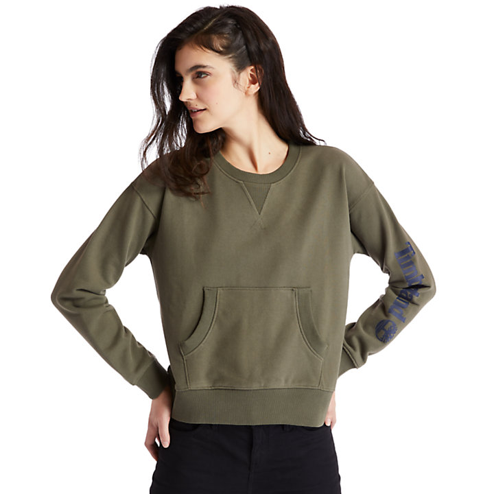 Sleeve Logo Sweatshirt for Women in Green-