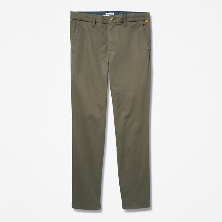 Sargent Lake Stretch Chino Trousers for Men in Dark Green-