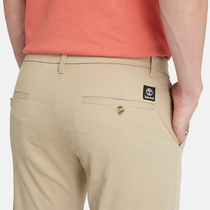 Stretch Twill Chino Trousers for Men in Beige-