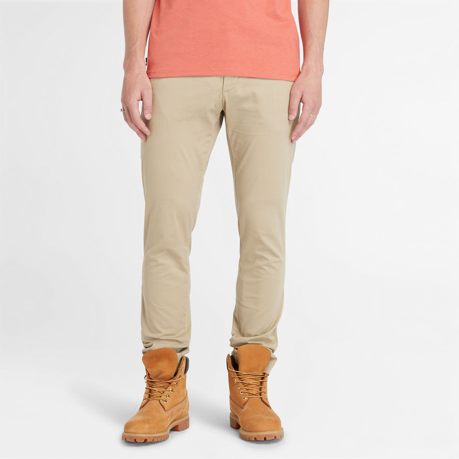 Timberland Stretch Twill Chino Trousers For Men In Beige Beige