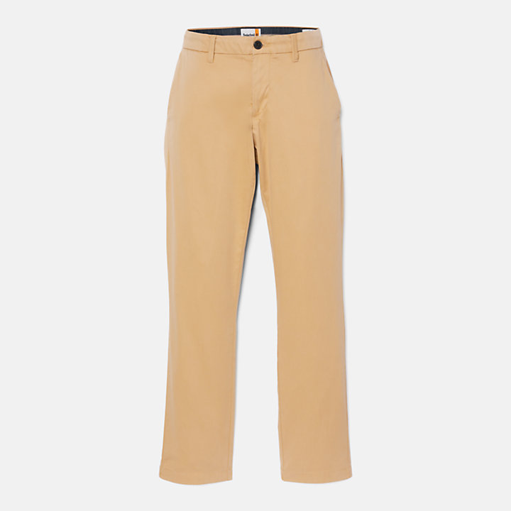 Pantalones chinos de sarga elástica para hombre en amarillo claro-