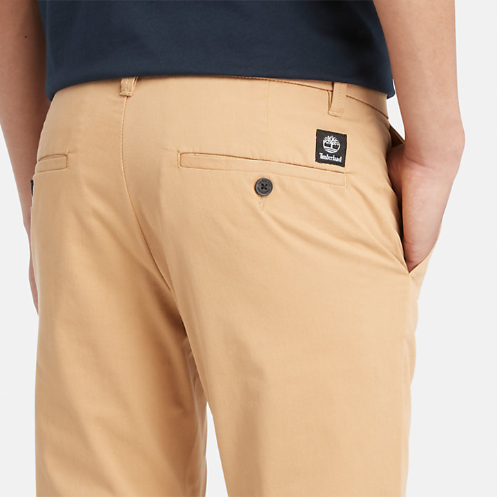 Stretch Twill Chino Trousers for Men in Light Yellow-