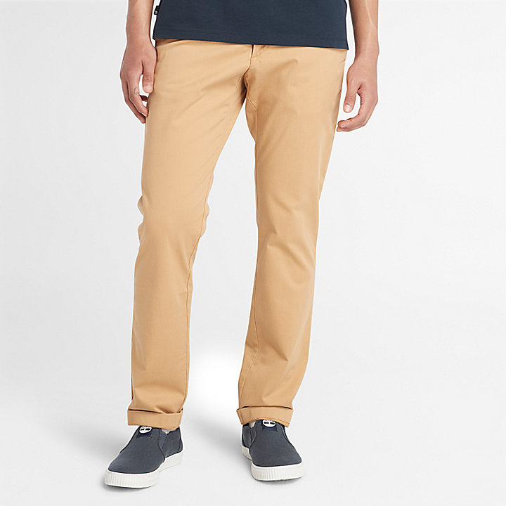 Stretch Twill Chino Trousers for Men in Light Yellow