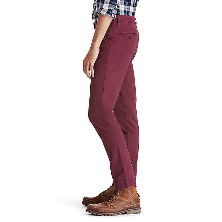 Sargent Lake Stretch Chino Trousers for Men in Burgundy