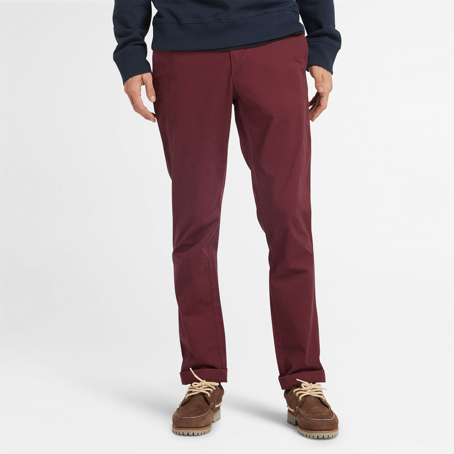 Timberland Sargent Lake Stretch Chino Trousers For Men In Burgundy Burgundy, Size 38 x 34
