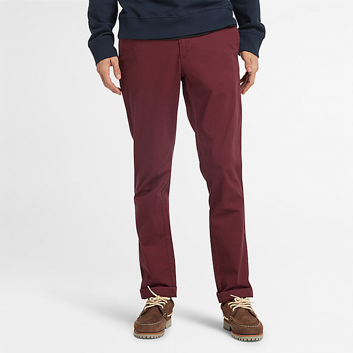 Sargent Lake Stretch Chino Trousers for Men in Burgundy