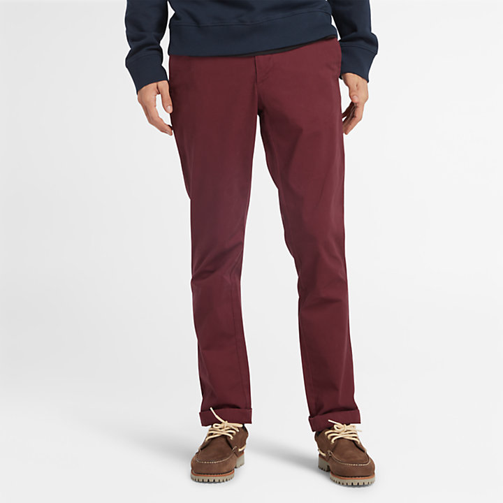 Sargent Lake Stretch Chino Trousers for Men in Burgundy-