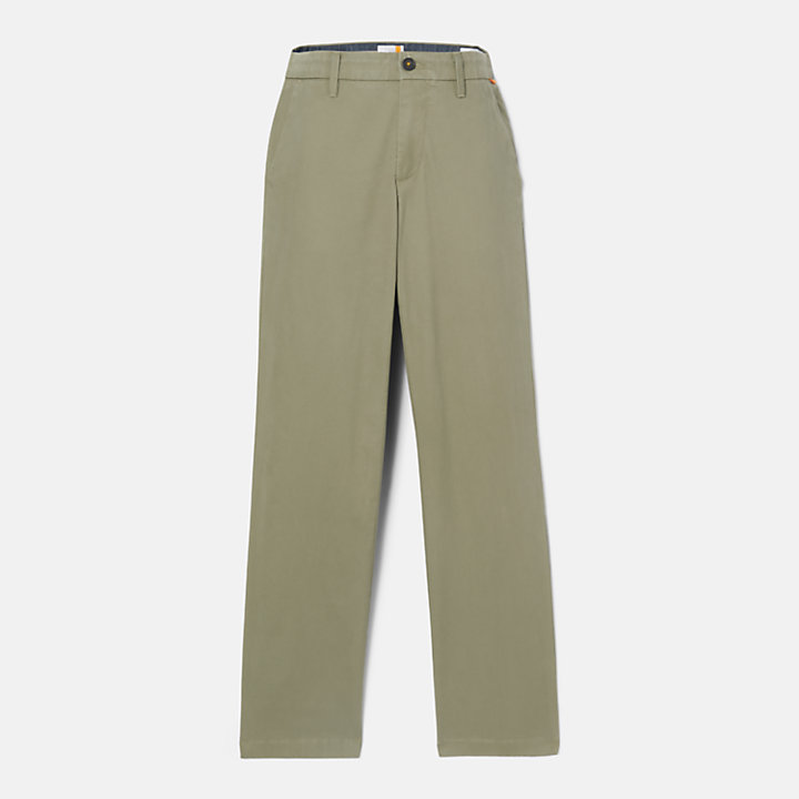 Pantalon chino en sergé extensible pour homme en vert-
