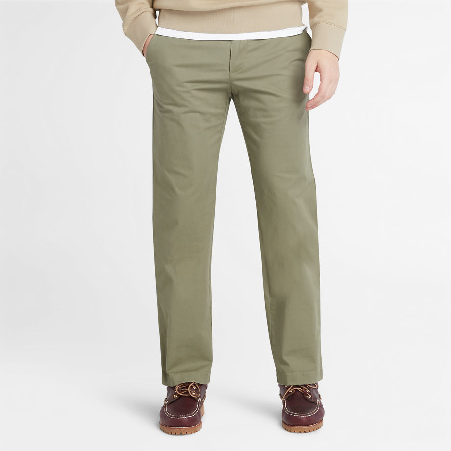 Timberland Stretch Twill Chinos For Men In Green Green, Size 40 x 34