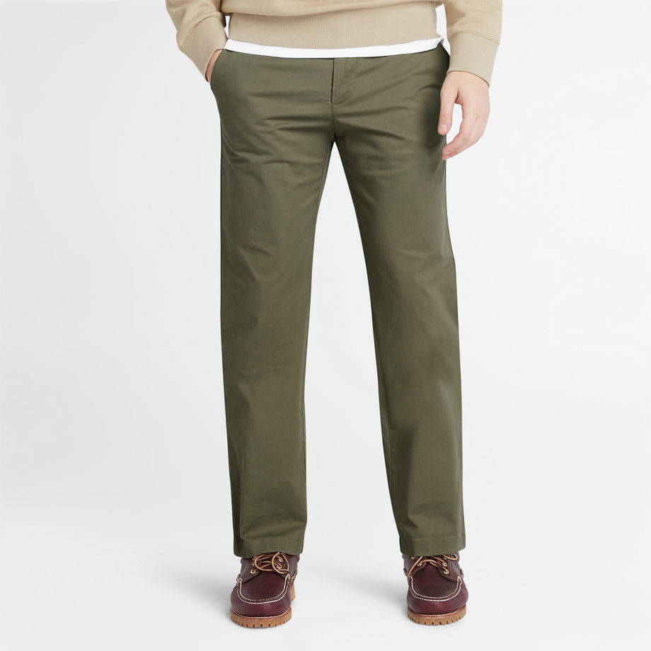 Timberland Squam Lake Stretch Chinos For Men In Dark Green Green, Size 38 x 34
