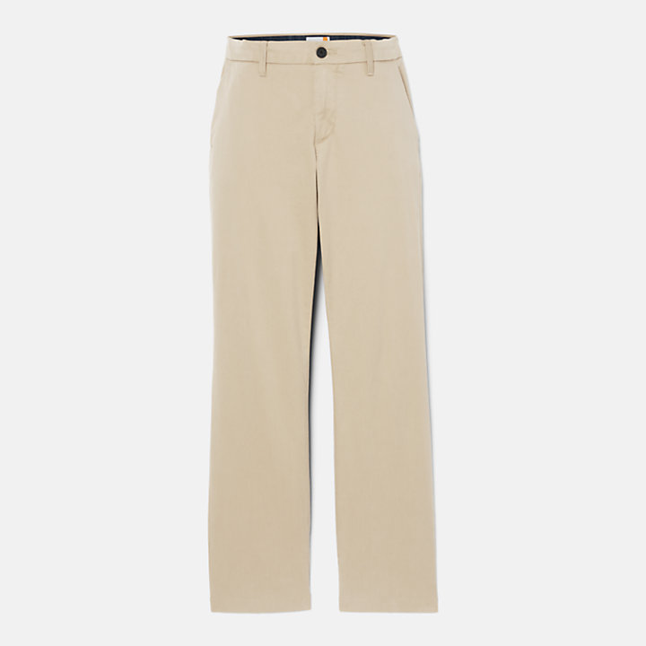 Pantalon chino en sergé extensible pour homme en beige-