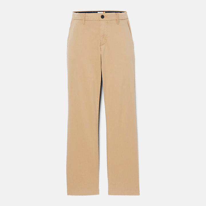 Pantalones chinos de sarga elástica para hombre en marrón claro-