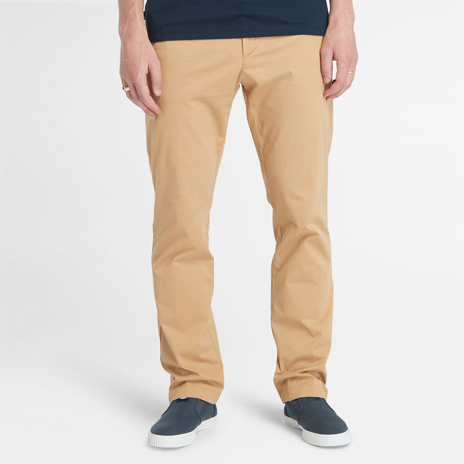 Timberland Stretch Twill Chinos For Men In Light Brown Brown