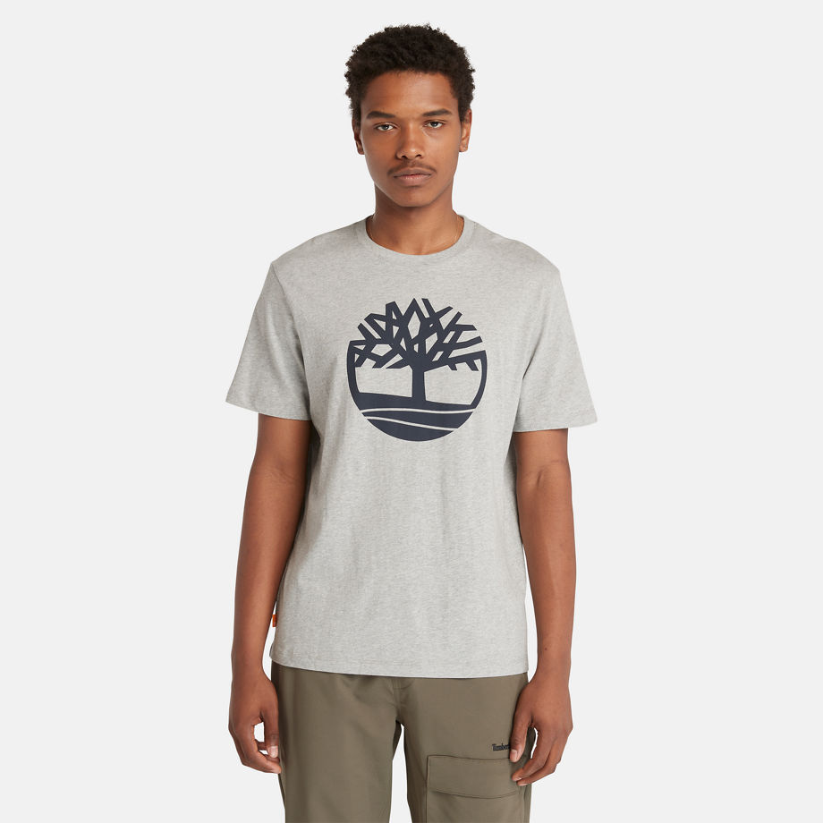 Timberland T-shirt Kennebec River Tree À Logo Pour Homme En Gris Gris