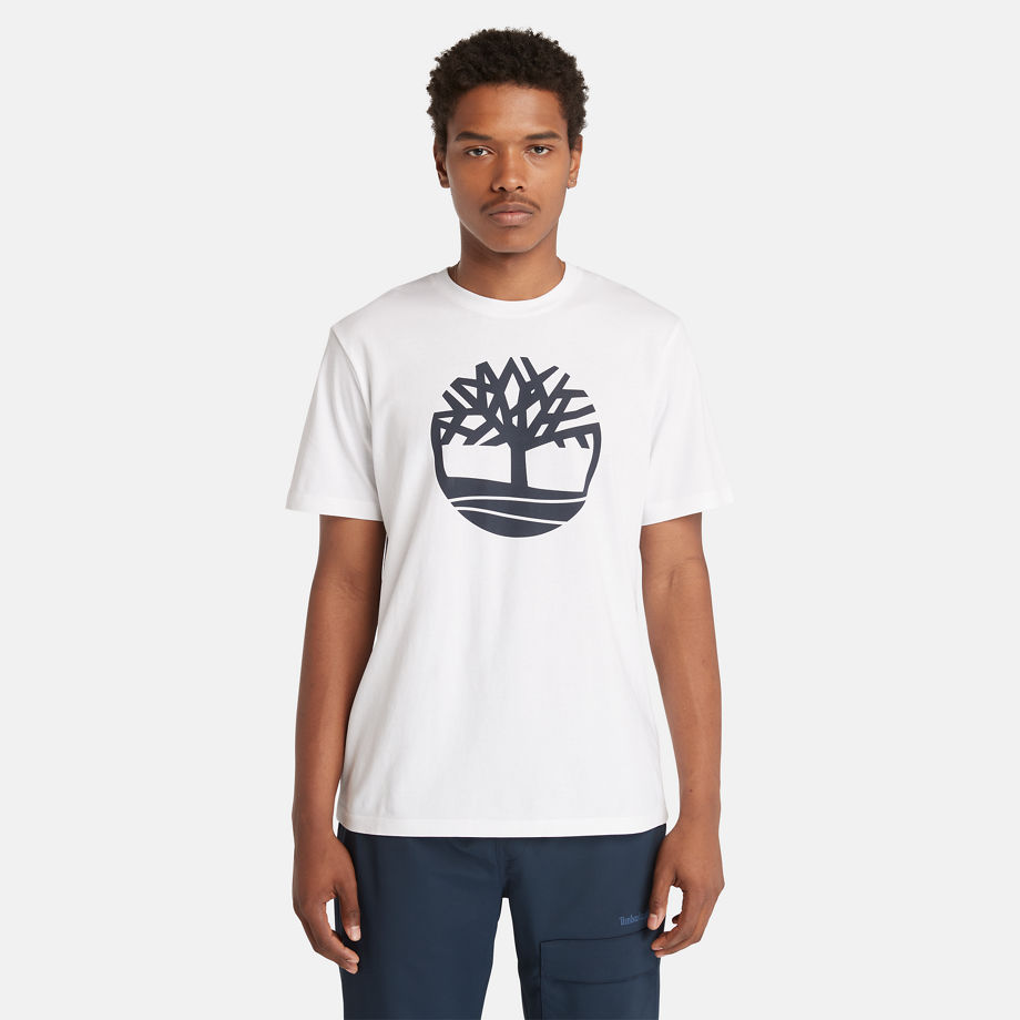 Timberland Kennebec River Tree Logo T-shirt For Men In White White, Size M