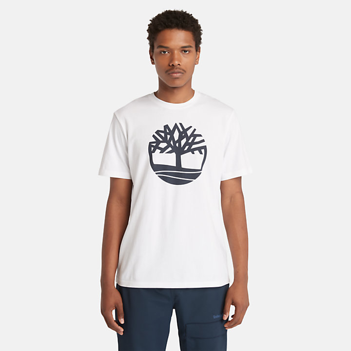 Kennebec River T-shirt met boomlogo voor heren in wit-